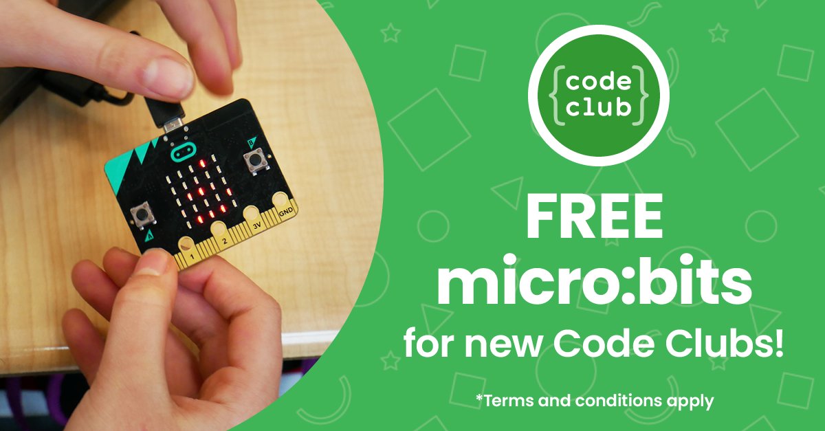 codeclubcanada's tweet photo. Big news: we were feeling generous and decided to extend the deadline for new Code Clubs to receive free micro:bits!

New clubs now have until December 18th to register in order to be eligible to receive 10 free micro:bits.

Time to get coding!

👉 https://t.co/Fb6px7UMlO https://t.co/PY1n2okamD
