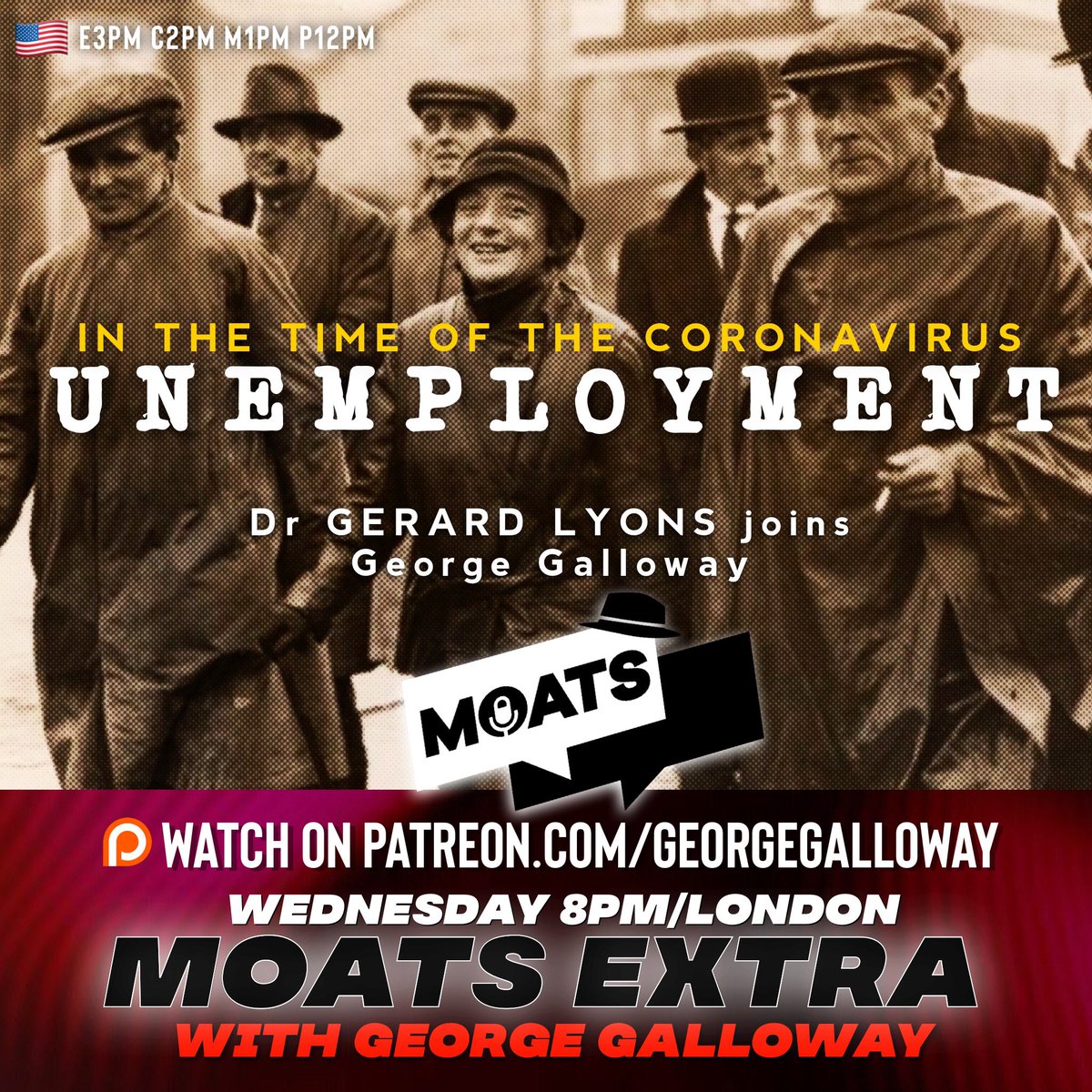 georgegalloway's tweet photo. Coming up after the break… One of Britain’s leading economists @DrGerardLyons will join me on #moatsEXTRA
We’ll discuss prospects for the world’s economy and unemployment in the time of #coronavirus #Lockdown2
Watch @MoatsTV now! https://t.co/l8VCf1HZWn https://t.co/cA8HfHaZP4