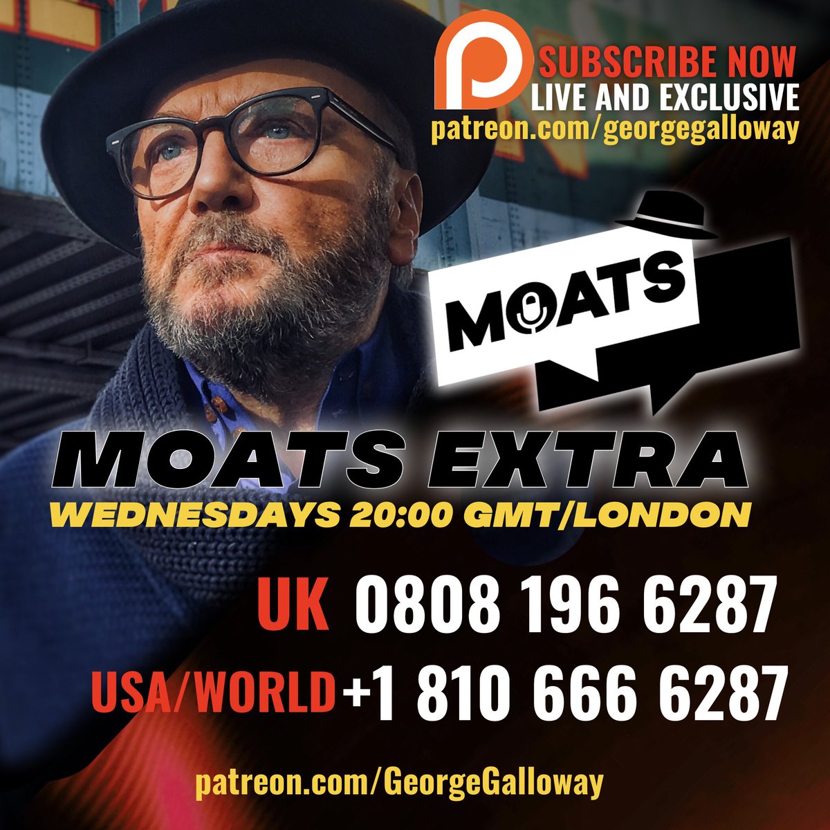 georgegalloway's tweet photo. Call me on #moatsEXTRA now!
0808 196 6287 (Free/UK Only)
+1 810 666 6287 (US and Worldwide at standard rate)
Watch exclusively on https://t.co/l8VCf1HZWn https://t.co/tCWcaZrVKc