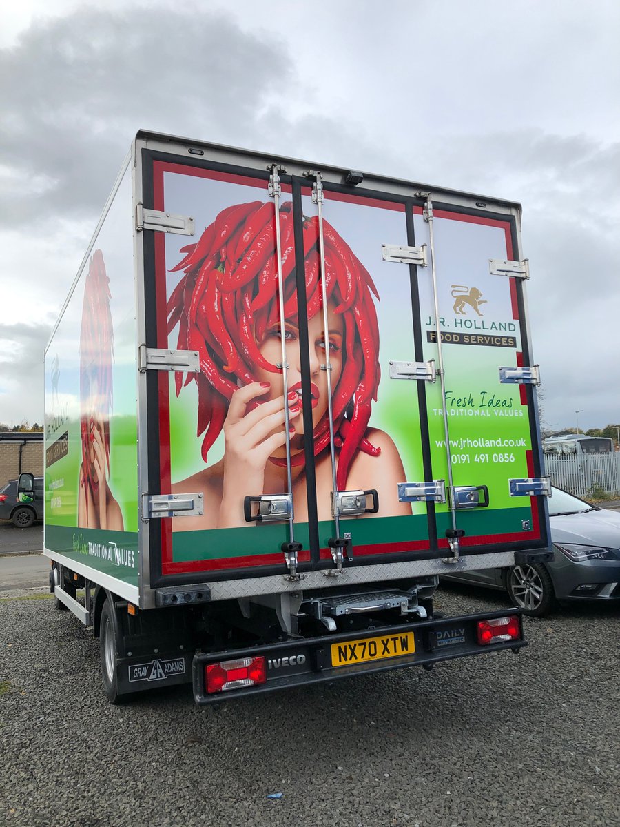 Another <a href="/JRHollandFS/">JR Holland Food Services Ltd</a> vehicle on the road! #chillihead #vehiclegraphics #vanlivery #vanwrap #fruitandvegtruck