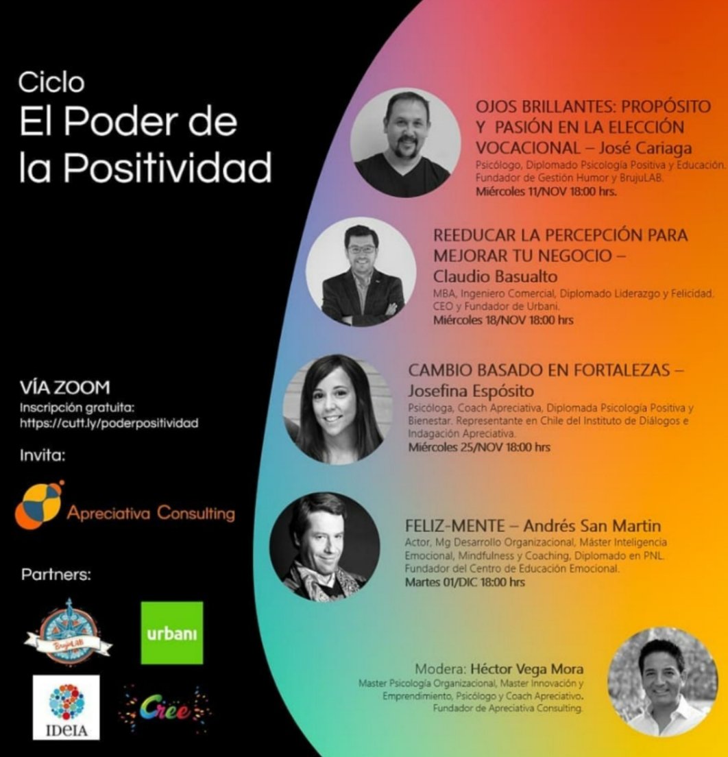 _apreciativa's tweet photo. Tod@s invitado@s al ciclo "El Poder de la Positividad". Inscripción gratuita en https://t.co/UuDaT9fgRf https://t.co/6IwxlCLdRF