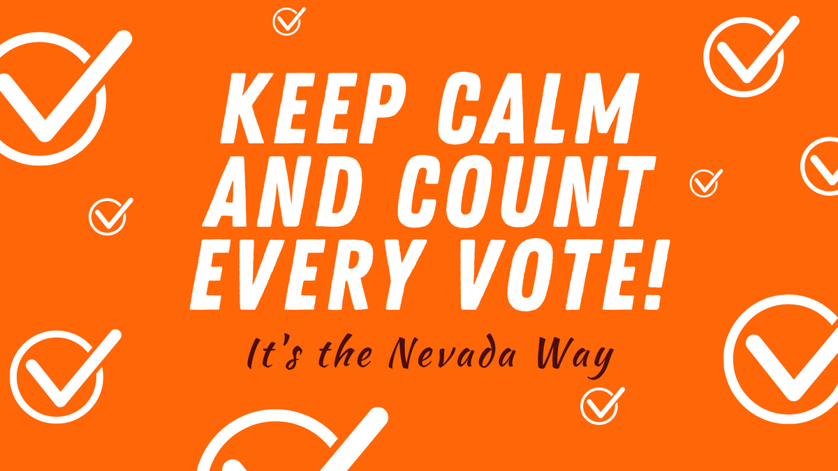 BattleBornProg's tweet photo. Keeping calm and counting every vote is key to our democracy working for all people. Every vote counts and every vote matters. Ensuring that all votes are counted is the top priority right now. #KeepCountingNV #CountEveryVote #CountOnUs https://t.co/89gnEJ9sbZ