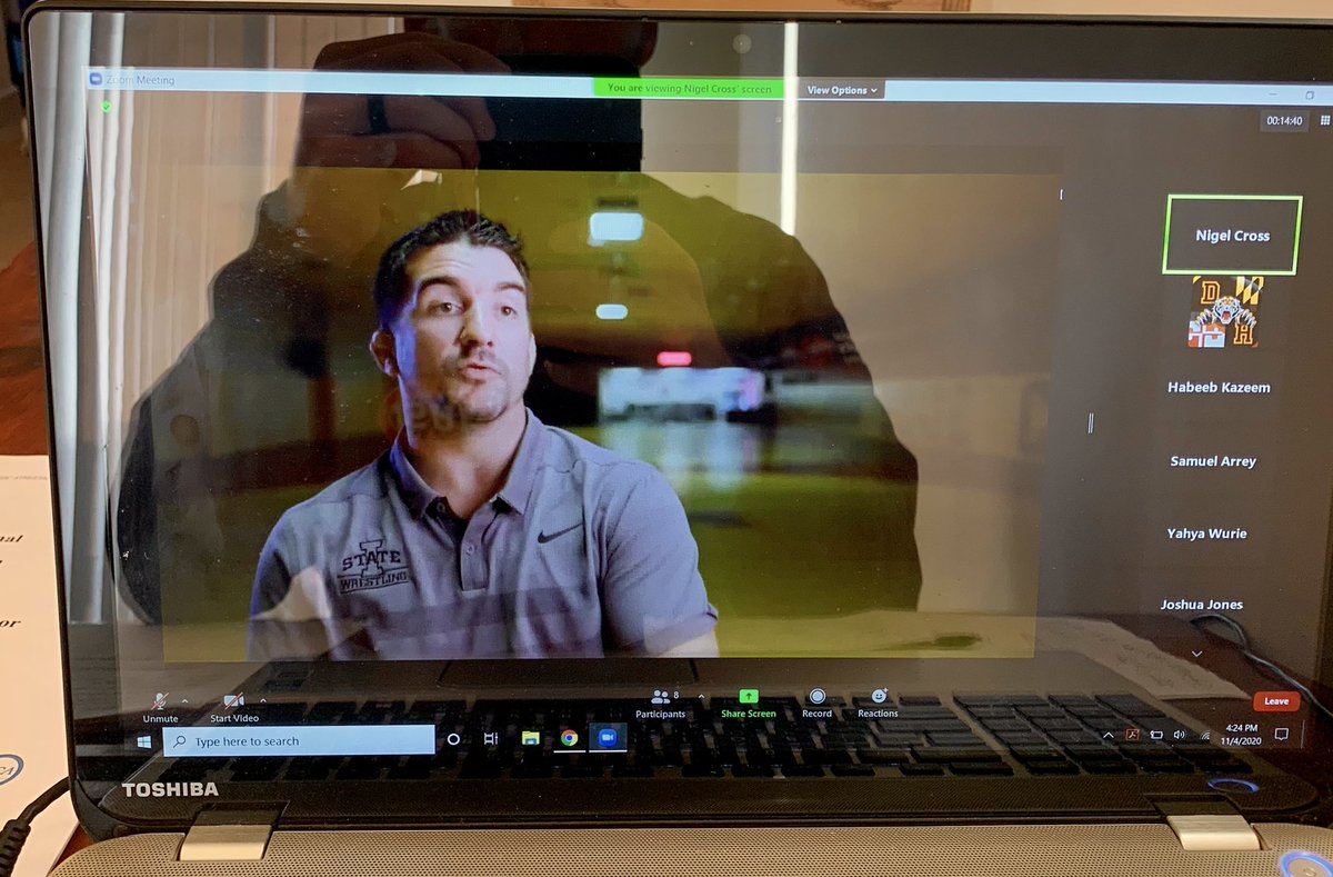 DuValHSTigers's tweet photo. Kicking off virtual Winter sports season with @Coach_NCross and our @TheTigersDen1! Enjoyed dropping in to catch some of the Brent Metcalf documentary this afternoon. 🤼‍♀️ 🤼‍♂️ 🤼 #TheTigerWay #FeelTheROAR🐅 #DuValAthletics #Wrestling #PGCPSAthletics #PGCPS #teamworkmovesusforward https://t.co/Lw1qSCDR3R