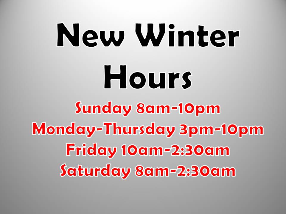 We have changed to our new winter hours. Make sure to checkout our nightly dinner specials available in dine-in and carry-out! Call (608) 582-3707 for carryout!