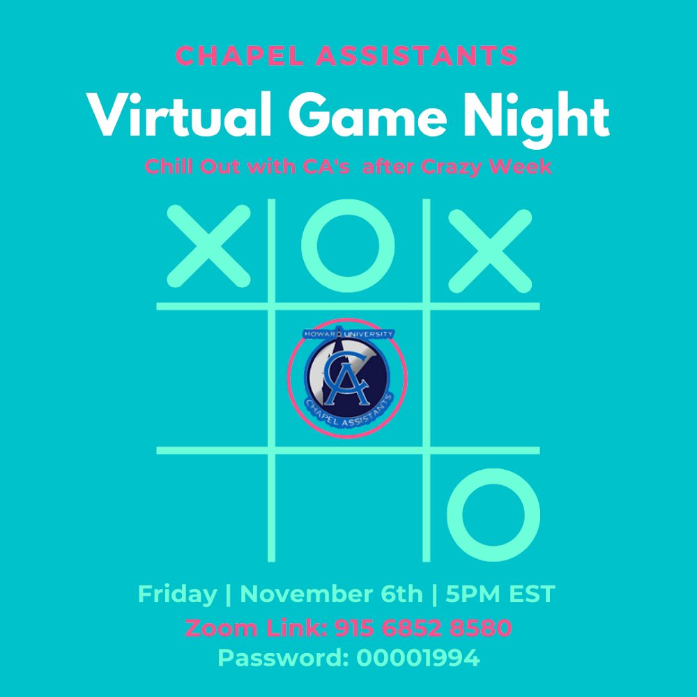 CA__HowardU's tweet photo. We know this week has been nerve-wrecking for many, so we invite you all to our Game Night this #FridayAt5 to unwind. See you there😆!! https://t.co/qCZDUn9LdP
