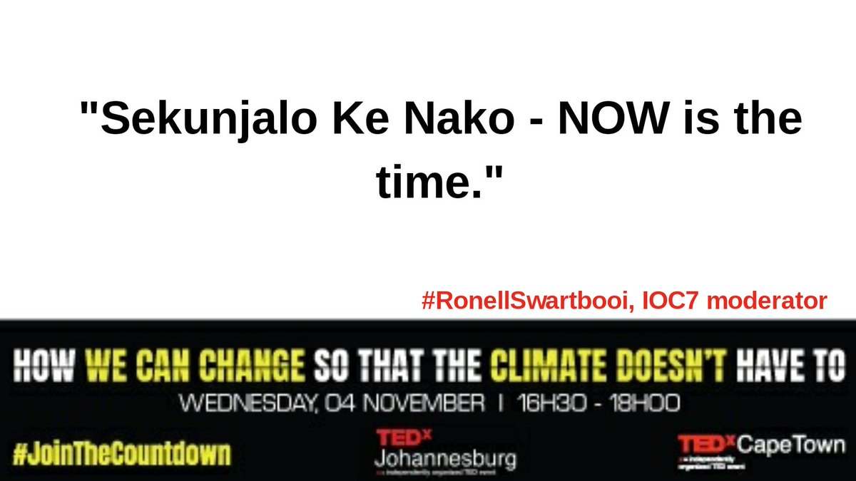 tedxcapetown's tweet photo. Inspired🔥 by the activists from @TEDxJoburg &amp; @tedxcapetown, host @KhoiGeek urges us to act to prevent further #ClimateChange: "Sekunjalo Ke Nako - NOW is the time."

#IntersectionsOfChange
#TEDxCT https://t.co/ITrGMKDTYi