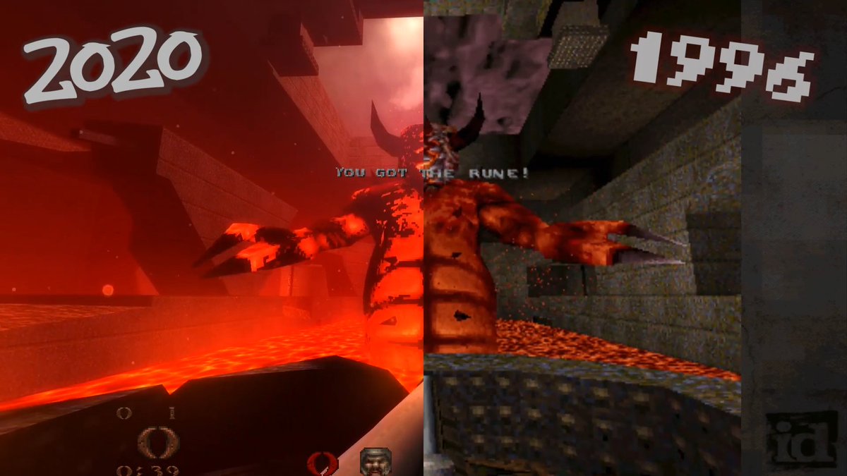 NukSix's tweet photo. Been a while, #quake : 1996 vs 2020.
https://t.co/abFc1o4EXe

#mastersofdoom #fps #thenandnow #pcgaming #idsoftware #johncarmack #johnromero  #videogames #youtube #gamer #crt #90s #e1m4 #dosbox #hplovecraft #quake1 #sourceport #quaddamage #Windows10 #quake15 #doom #quakecon https://t.co/9muZLyM9iS