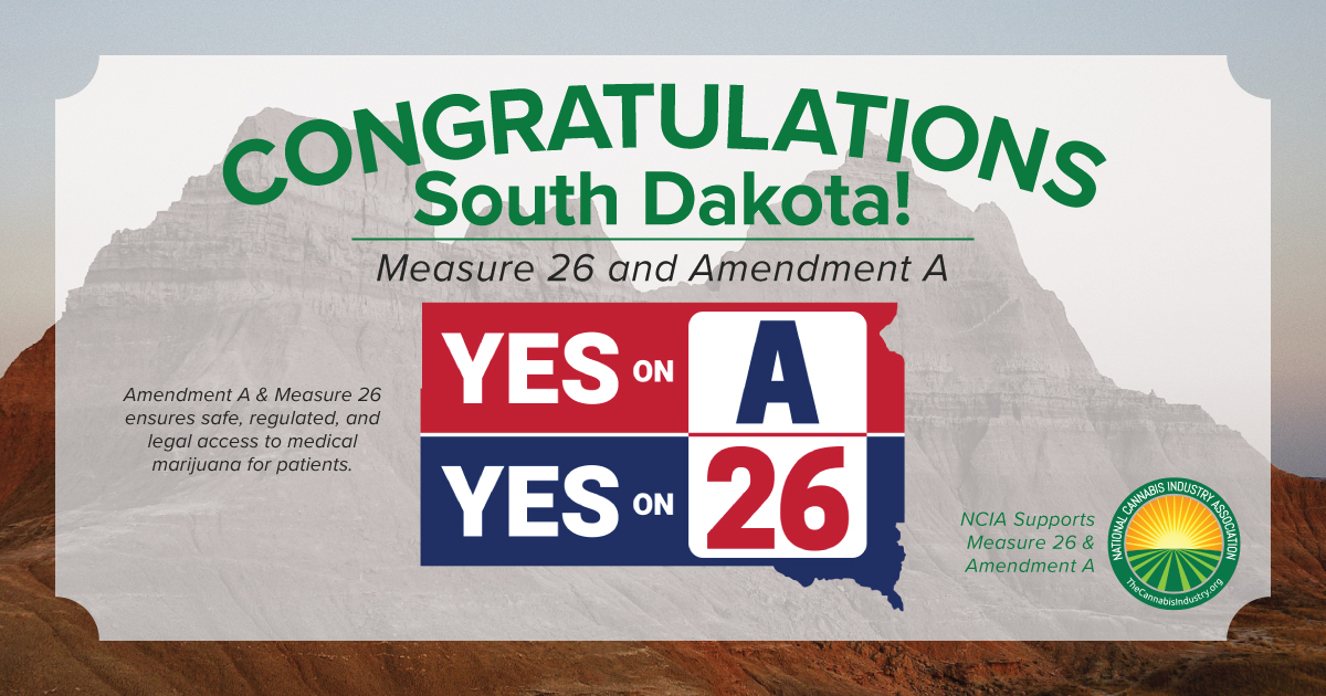 NCIAorg's tweet photo. Congratulations to South Dakota, the 14th state to legalize adult-use cannabis and the 35th state to legalize medicinal cannabis. #RegulationWorks #Election2020 https://t.co/culZFT3KQ7