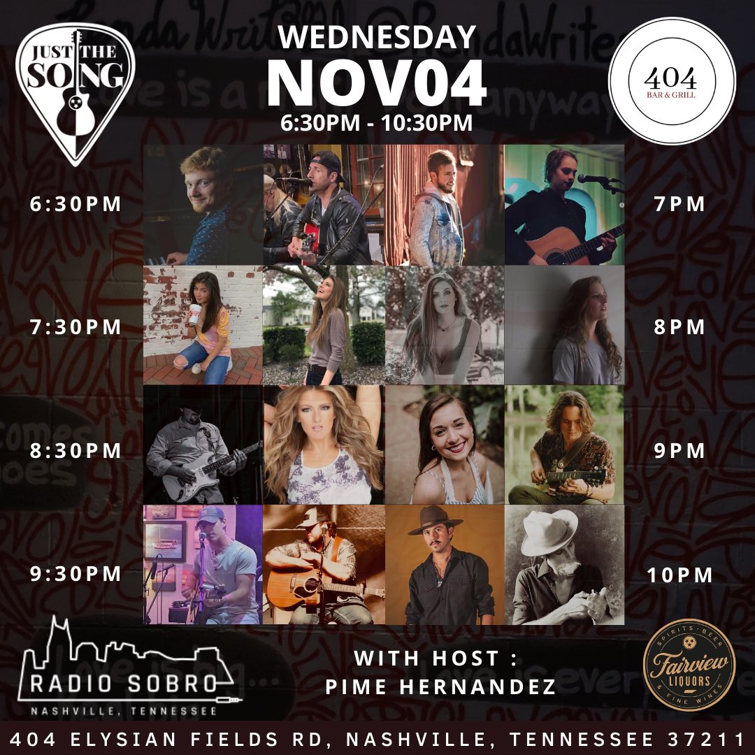JustTheSong1's tweet photo. Tonight!! 11/04/20 - 6:30-10:30pm #justthesong is back at the #404barandgrill Y’all come out!! We’ve got a killer lineup with host: #pimehernandez Thanks #fairviewliquorsandfinewine
#radiosobro for your support!! https://t.co/9f4vh0LNm6