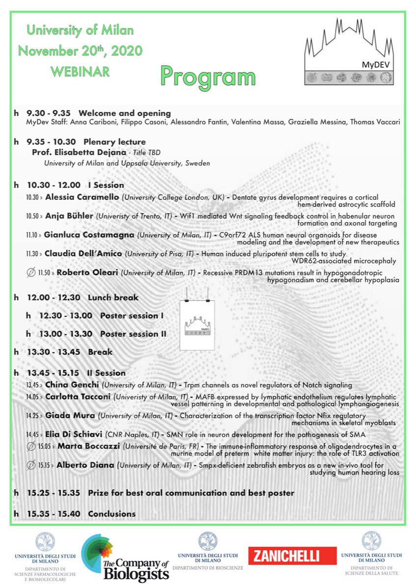 MyDEV23's tweet photo. The #MyDev2020 program is now available! 

A plenary lecture, 4 presentations, 3 flash presentations and poster session. 

Join us for an exciting day of  science on November 20, 2020! 

Details for joining #MyDev2020 online will be posted soon at  https://t.co/S79OOlst4C https://t.co/MyMDzSdxFT