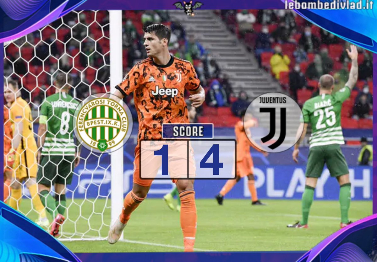 LeBombeDiVlad's tweet photo. 🔷 #ChampionsLeague - #FERENCVAROS-#JUVENTUS 1-4
⚽ #MARCATORI: 7' e 60' #Morata (J), 73' #Dybala (J), 80' aut. #Dvali (J), 89' #Boli (F)
🟡 #Ammoniti: #Botka (F)
#LBDV #LeBombeDiVlad #UCL https://t.co/jes4nAdkK6