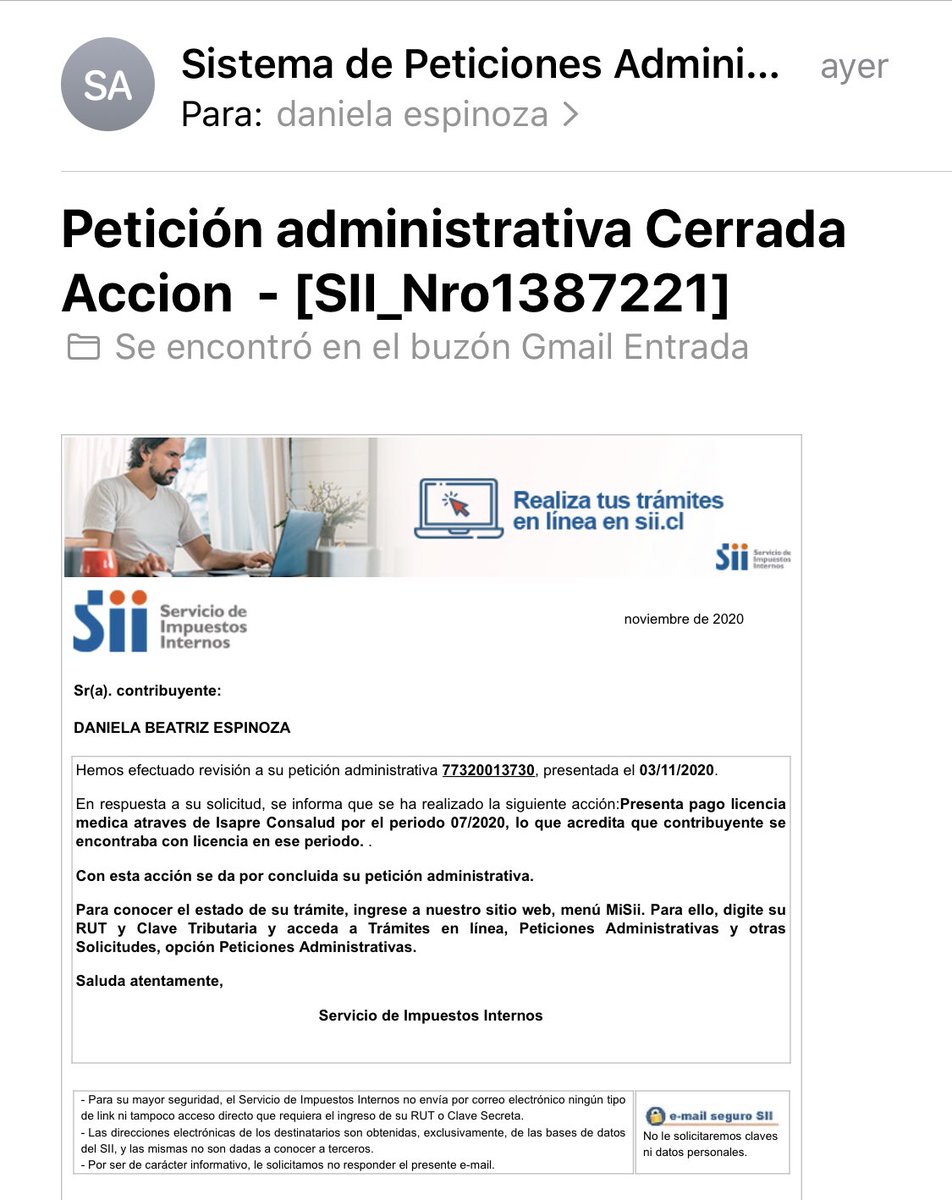danielaspnz's tweet photo. @SII_Chile Hola, me llegó esta notificación, pero no me queda claro si debo o no devolver el bono clase media, por favor me podrían ayudar 🙌🏻 https://t.co/UM9lkfN6iS