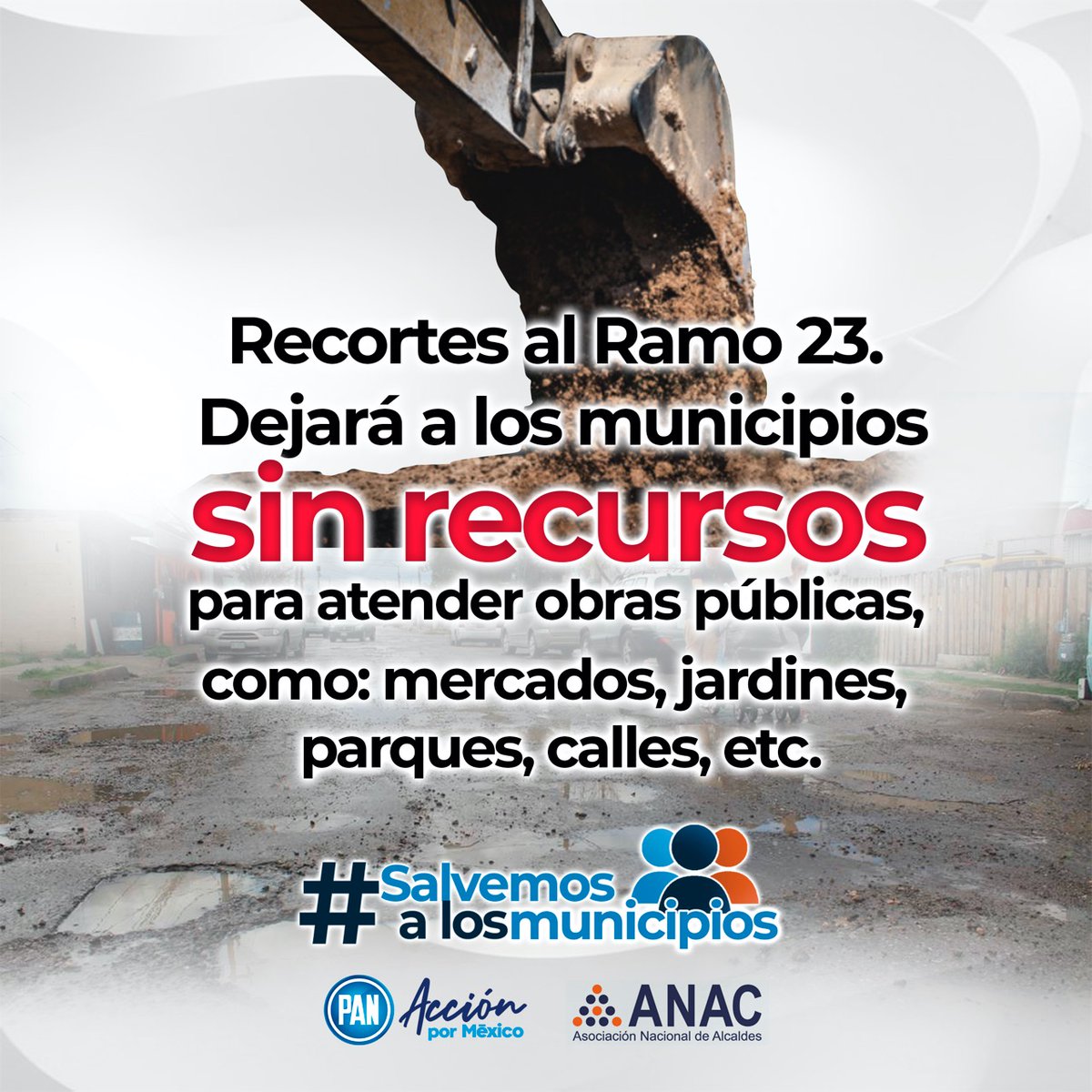 PTacambaro's tweet photo. #SalvemosALosMunicipios. 
El recorte al Ramo 23 que promueve @lopezobrador_ dejará a los municipios sin recursos para atender obras públicas como mercados, jardines, parques y calles. https://t.co/HzeUibW96J