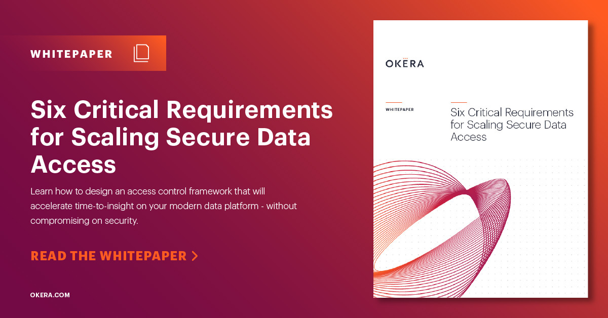 okerainc's tweet photo. It's absolutely critical for enterprises to implement a #DataAccess control framework that is dynamic and scales with the needs of the company. Check out our whitepaper for what we think are the six key requirements needed ---> https://t.co/4gHvfuBGcV #SecureDataAccessAtScale https://t.co/jRNXchwU9O