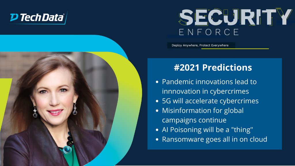 TechDataSecInf's tweet image. We're thrilled to have @TrackerPayton join us at #TechDataEnforce She's discussing top cyber crimes she's seen during the pandemic and where we're possibly headed next in 2021. #cybersecurity