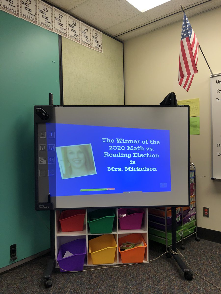 Miss_Howard1's tweet photo. The Reading vs Math election results are in!! By a land slide, the students voted that math is more important than reading. Congratulations @ElizabethMicke3 on your victory! @HaudeKISD #Kindergarten #WeNeedBoth #ReadingandMath #Elections #whatsyourplatform https://t.co/zjSm1hhmbW
