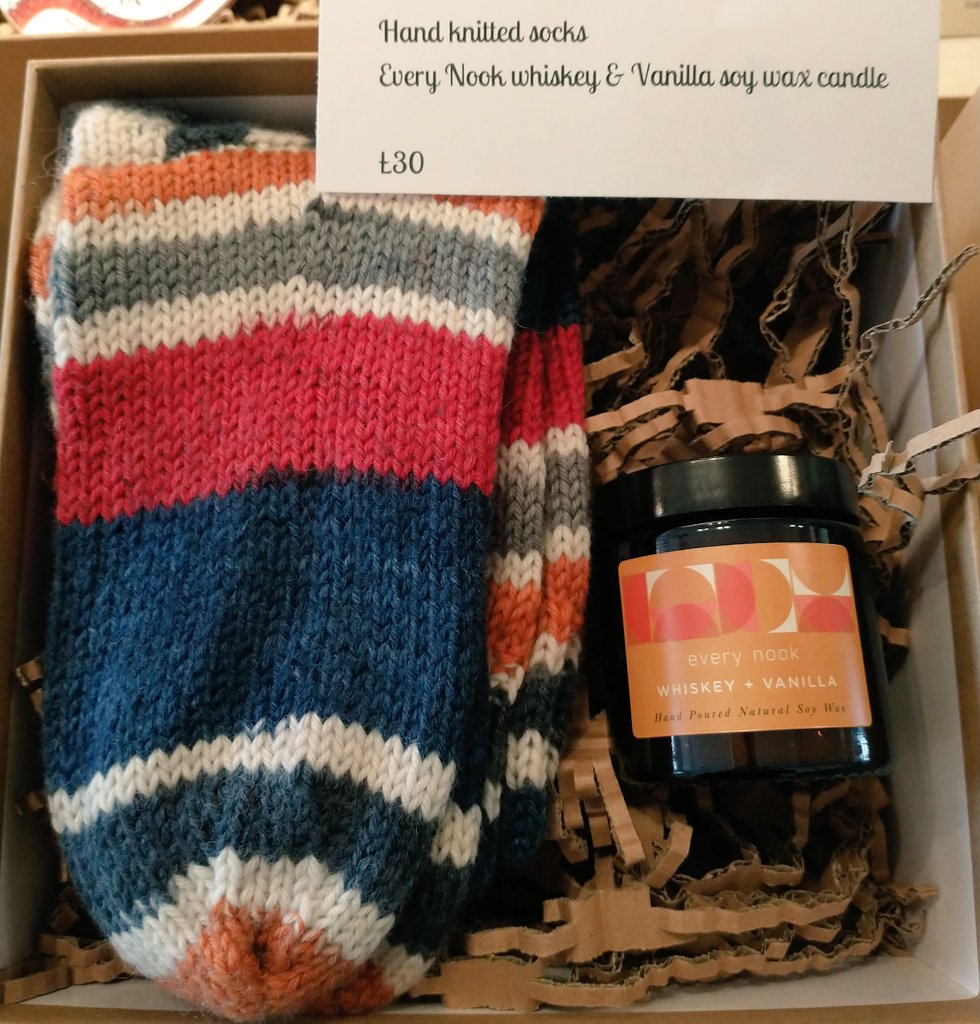 We have one of these lovely gift boxes available which includes soy wax whiskey &amp; vanilla candle and these super warm winter socks ~ £30