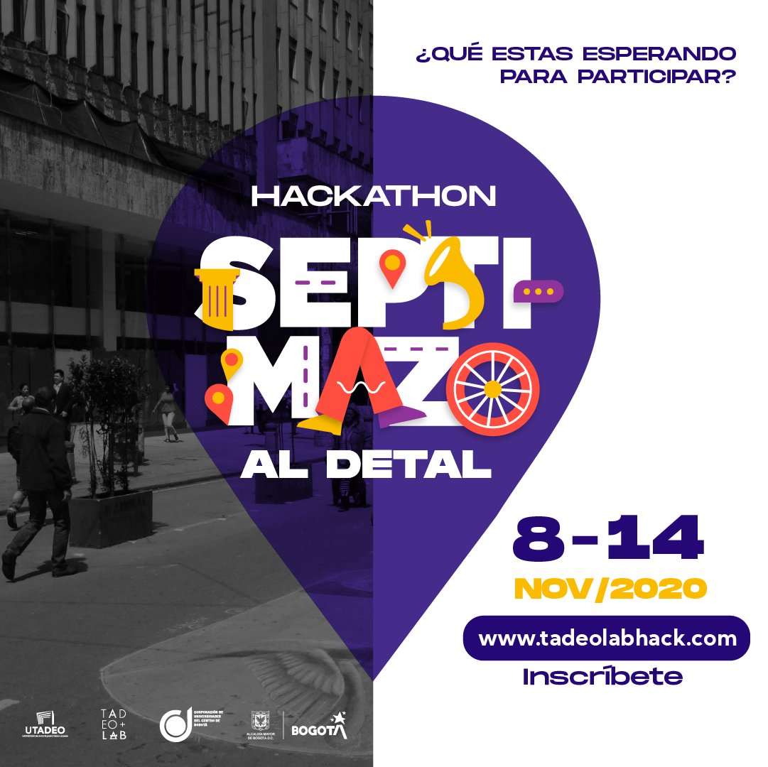 FUGABogota's tweet photo. Últimos días para que te inscribas a la hakathon y hagas parte del cambio con @tadeolab 

Inscríbete aquí  👉 https://t.co/Dnee188J2Q 

#Hackathon #EventosTadeoLab #Cultura #CUCBogotá #TadeoLabEs #FUGA #IDPC #SCRD #CarreraSéptima #TeAmoBogotá  #SomosRolos https://t.co/rlJp6aA8aC