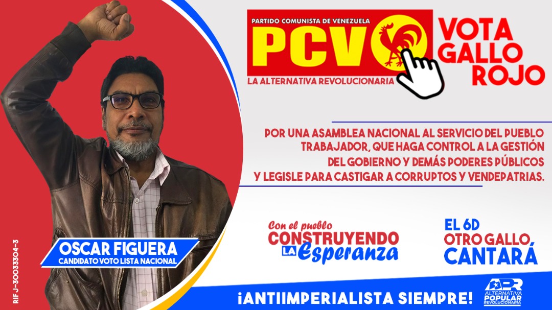 _TribunaPopular's tweet photo. ✊🏾El 6-D #OtroGalloCantará 
¡El pueblo tiene alternativa!

✅ Oscar Figuera, candidato voto Lista Nacional de la @APR_Venezuela

La clase trabajadora #VotaPCV https://t.co/ptUntJOHIM