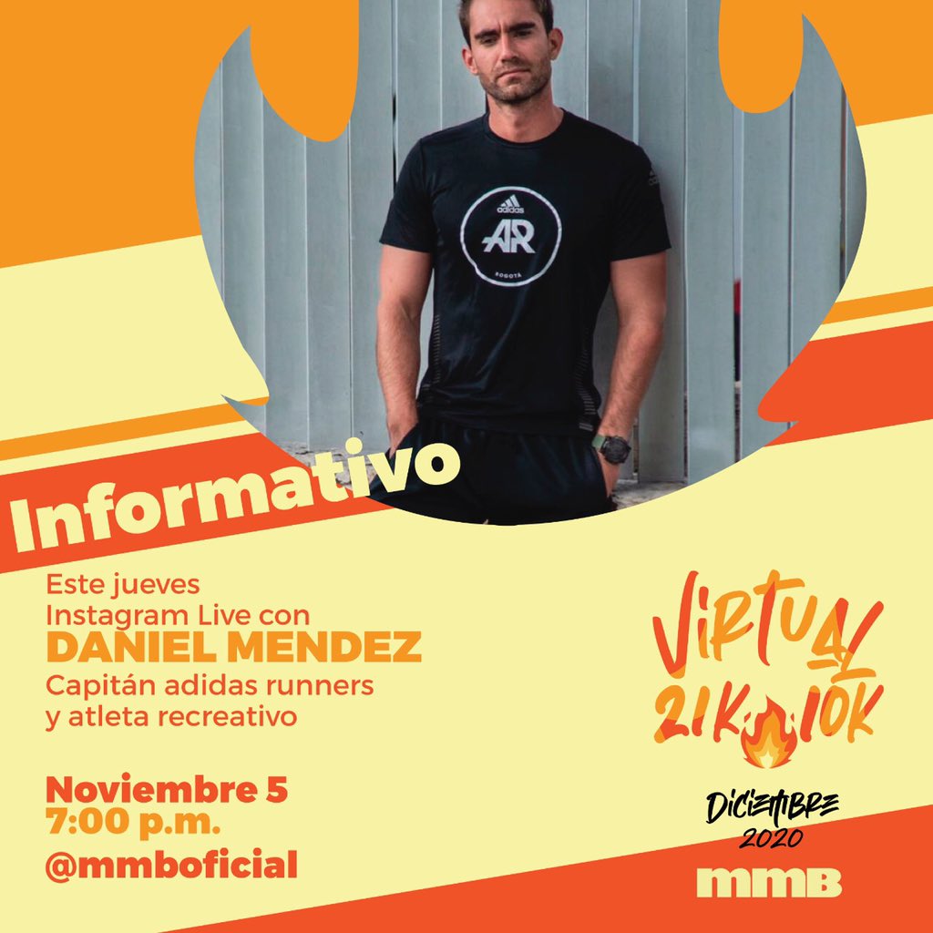 media maratón Bogotá on Twitter: "El invitado especial de mañana será Daniel Méndez, capitán adidas y atleta recreativo correrá 21km en la carrera de fin año. Los esperamos 7pm