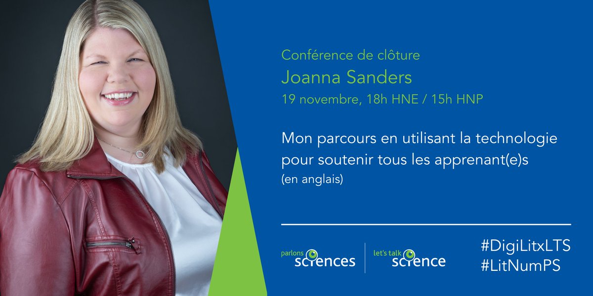 ParlonsSciences's tweet photo. Joignez-vous à nous le 19 novembre pour une conférence de @MmeSanders afin de partager son expérience de l'utilisation de la technologie pour soutenir les apprenant(e)s. #LitNumPS
👉 Inscrivez-vous dès maintenant : https://t.co/PJelqx3Lsf https://t.co/7A7FszRA5W