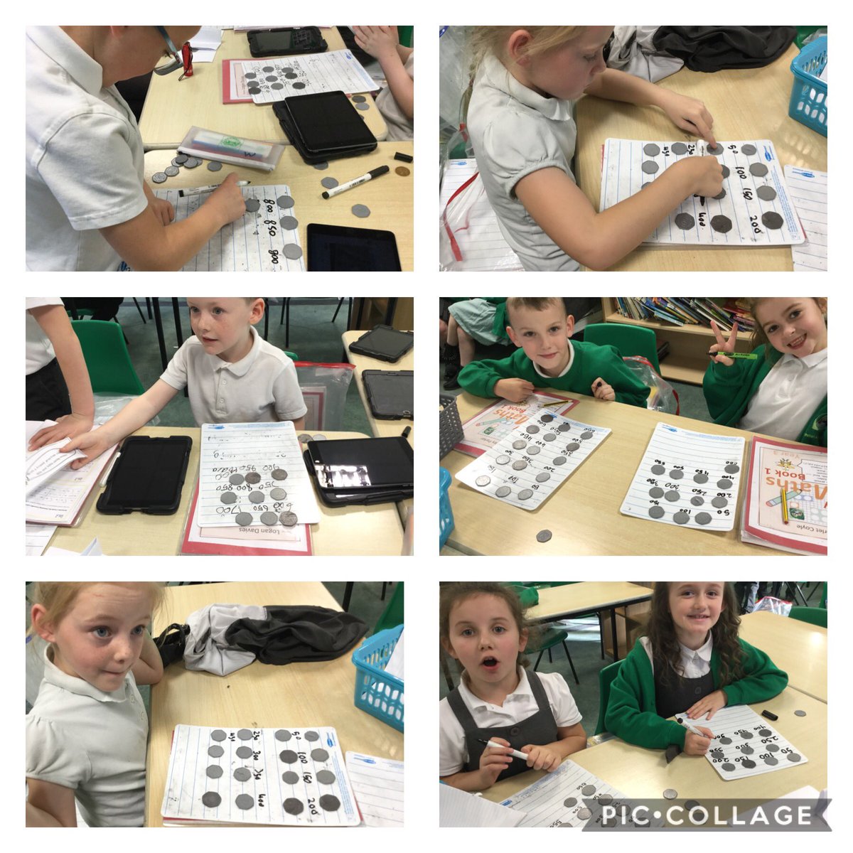 CaldiPrimary's tweet photo. Y3’s challenge in maths today. Using coins,adding 50p to each coin.AETAademies.#AETmaths.# https://t.co/uPMbgToL7o