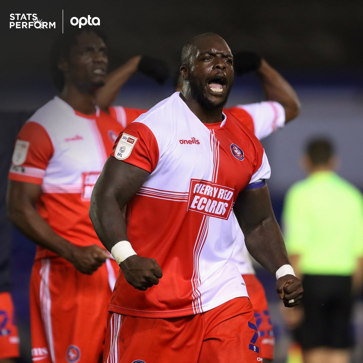 OptaJoe's tweet photo. 37 - Adebayo Akinfenwa challenged for 37 aerials against Birmingham City, winning 21 of those duels (57%); the most by a player in the Championship since Matt Smith's 39 for QPR (v Millwall) in April 2019. BMO. https://t.co/g0KCM4wV5J