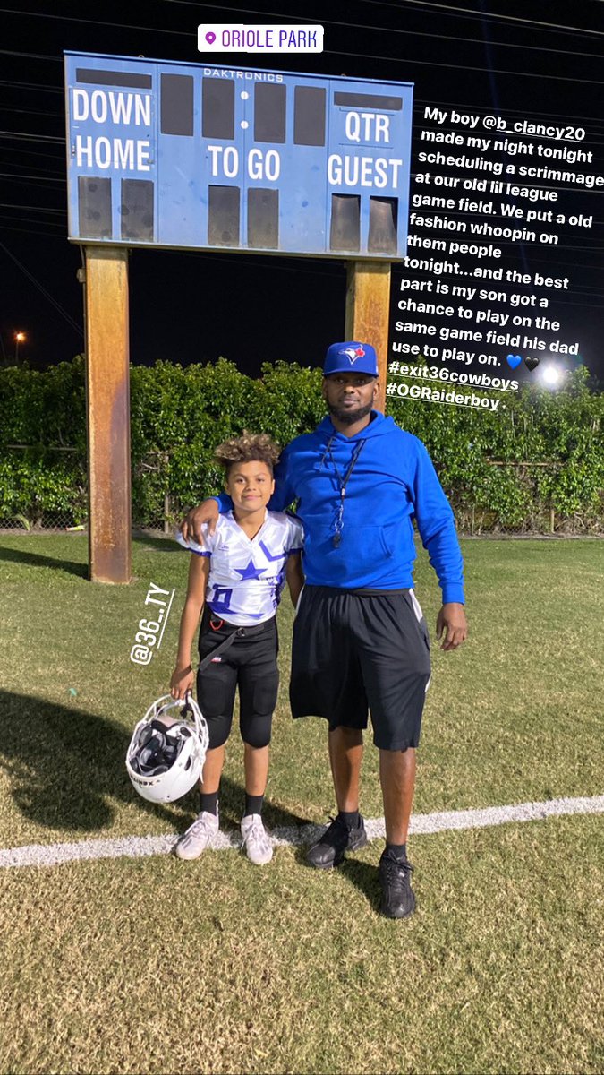 imJustCoachJosh's tweet photo. 🖤💙🏈 Had fun tonight coaching the kids on my old lil league home field! #exit36cowboys #raiderboy https://t.co/aihqU9fhWX