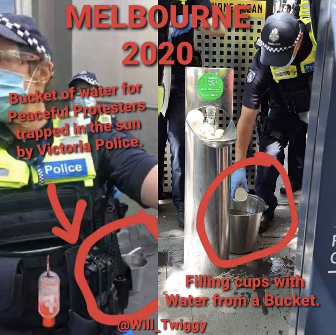 _davidlimbrick's tweet photo. Here’s how water was served to protesters who were trapped for hours. They borrowed a bucket from the pub and dipped their hands and cups in it that they’d been touching everyone with. 

Why so long? One reason was their computer system wasn’t working properly. 

#springst #fail https://t.co/NboL6hlNDm