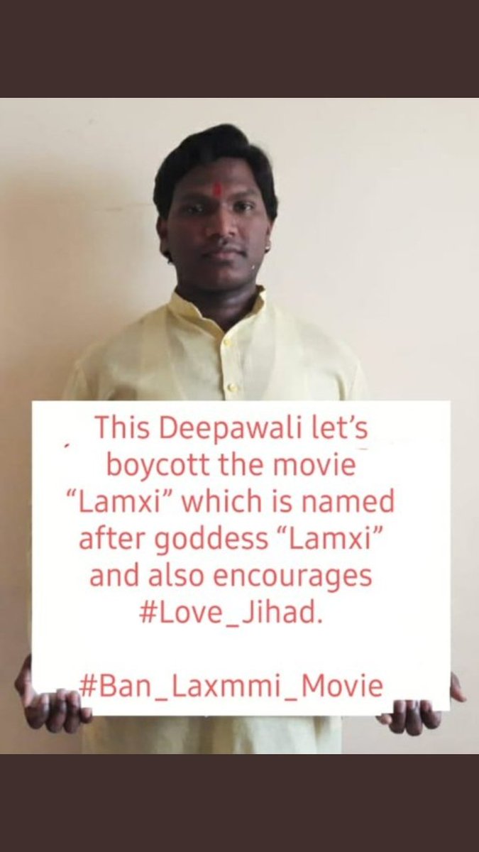 NadgireDeepak's tweet photo. This Deepawali let’s boycott the movie “Lamxi” which is named after goddess “Lamxi” and also encourages #love_Jihad.
#Ban_Laxmmi_Movie
@kk_jpr @_Payal_Rohatgi_ 
@Av_ADH 
@SG_HJS https://t.co/dD804Me8kJ https://t.co/JjEKWtseax