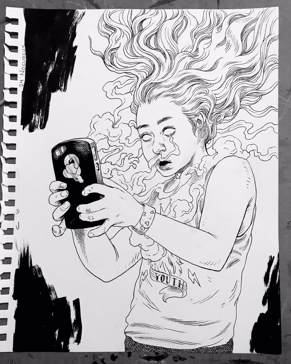 epikmoore's tweet photo. Epik Inktober - Day 24 - Nocuous - Ink on 9x12in Multimedia Board - PM if Interested #art #ink #inktober #original #forsale #available #movies #houstonartists #houston #htx #htown #texas #austin #epikmoore #nocuous #poison #contaminate #socialmedia #youth #disconnect https://t.co/2ElACSe53W