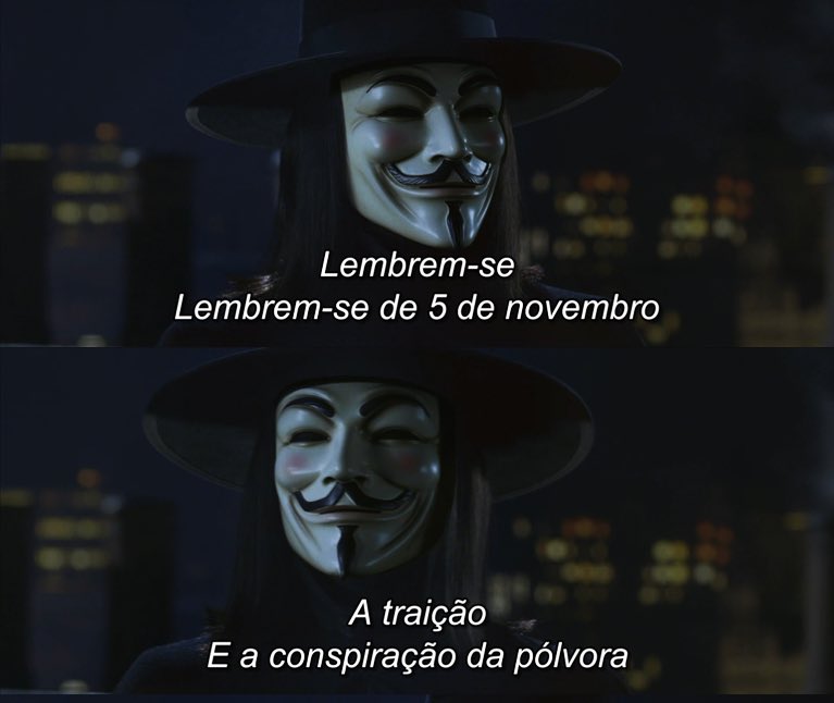 merasnixx's tweet photo. lembrem-se.

hoje é 5 de novembro. mais conhecido como o dia em que devemos reassistir V de Vingança pra lembrar do filmaço que ele é https://t.co/niNTb3jtwh