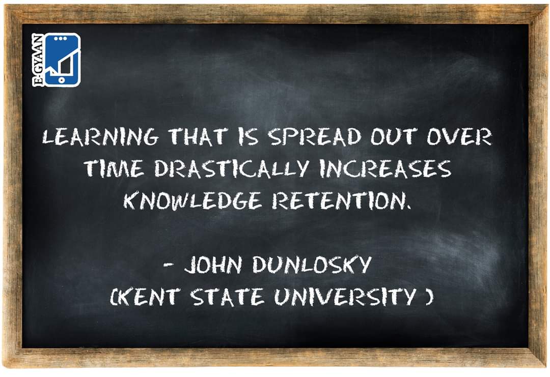 EGyaanLearning's tweet photo. "Learning that is spread out over time drastically increases knowledge retention." - John Dunlosky (Kent State University )
.
.
.
#learnathome #elearningcourse #virtuallearning #educationvideos #onlineclasses #elearningvideos #digitalstudy #distanteducation #elearningcbse https://t.co/R2sy1eqmRS