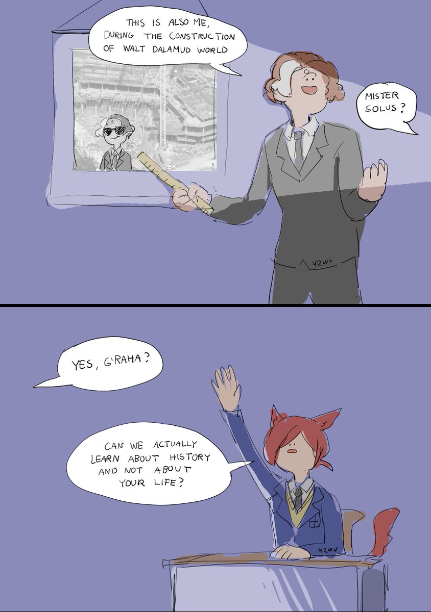 42WV_'s tweet photo. [FFXIV High School AU] History class with mister Solus zos Galvus! https://t.co/GjTzVIOUKa