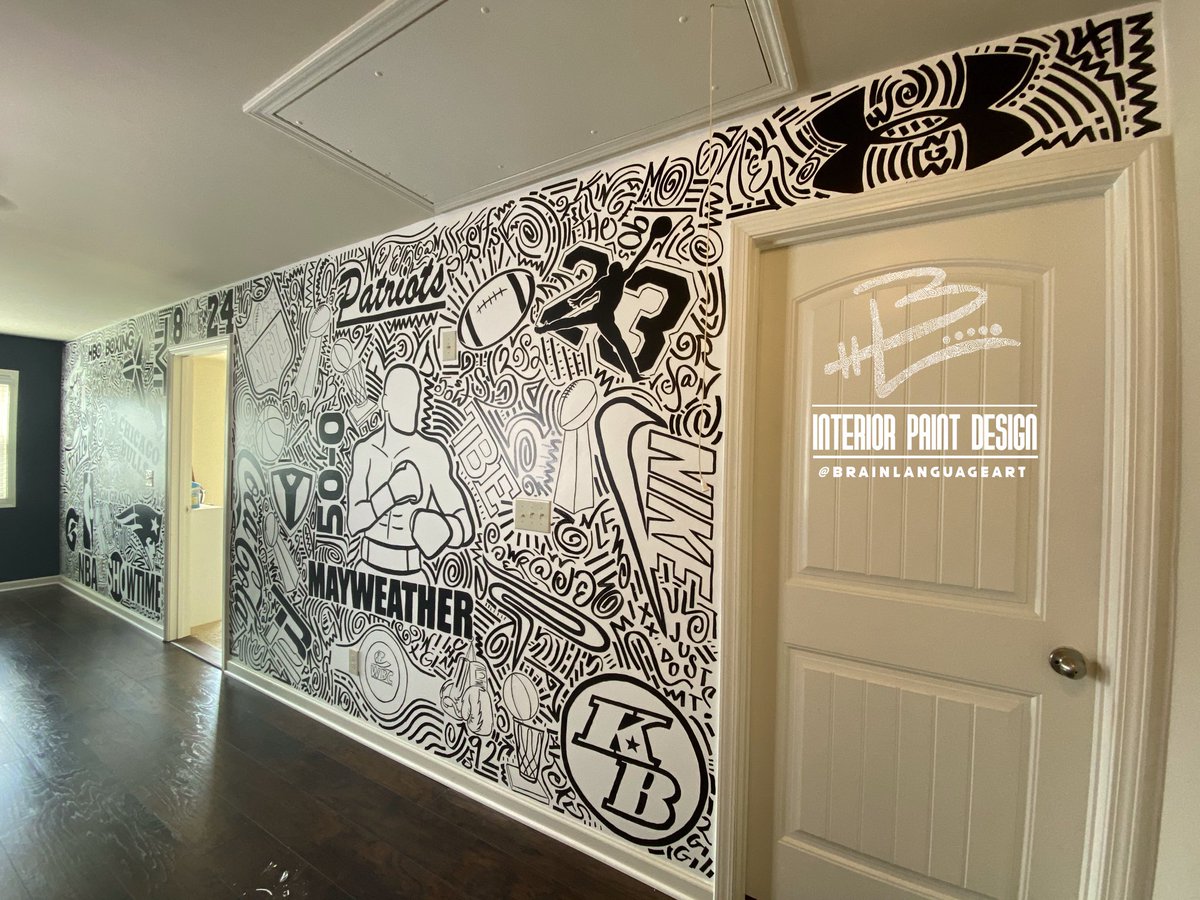 bla_paint's tweet photo. Sports themed man cave with a #BrainLanguage touch! 

•

https://t.co/95BjnS7HIq

#art #paint #artist #atlanta #interiordesign #interiorpainting #modern #luxury #atlantaartist #atlantapainter #abstractpainter #mancave #nba #nfl #boxing https://t.co/OmbY3oJMyv