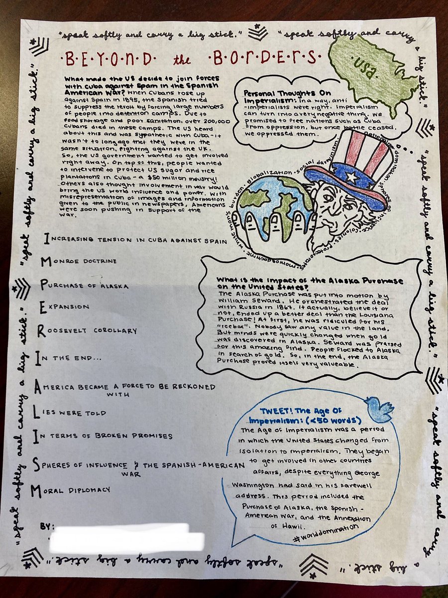CltPrepGrade8's tweet photo. More amazing projects about US imperialism 1870-1914! #OnePrep #CharlottePrepSocialStudies #CharlottePrepMiddleSchool https://t.co/TllDQ4xT36