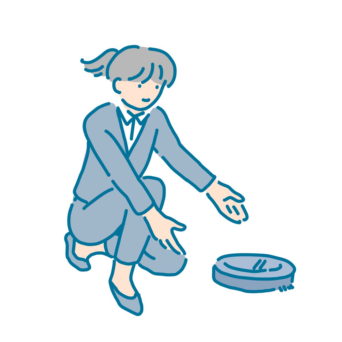 説明会会場にルンバを放つ就活生 綾野のイラスト