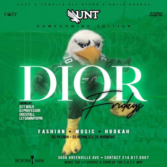 CozyHospitality's tweet photo. This Week #UNTHOCO2K20
Tonight #SLWEDNESDAYS
$3 Don Julio Shot
$2 Tacos
Free entry
Friday #DiorFridays
Everybody Free Before 11 pm
Saturday #COZYHeroes Day Party
Saturday Night Alumni After Party #SuccessSaturdays @ Level , Free Entry
Pop Out Mean Grean 💫 https://t.co/0g0J8gj2g0