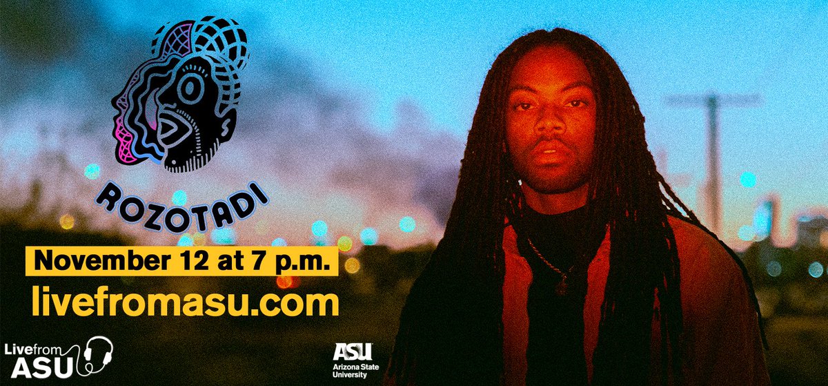 asu365CU's tweet photo. @ASU student and artist @rozotadi will open for @dsmoke7 next Thursday, Nov. 12 at 7 p.m. during the next #virtual Live from ASU show.

Learn more: https://t.co/vcEZLwki6L
#livefromasu #asu365communityunion #virtualconcert #dsmoke #ASU #sundevils #liveperformance #ASUlive https://t.co/l4soSuUU8b