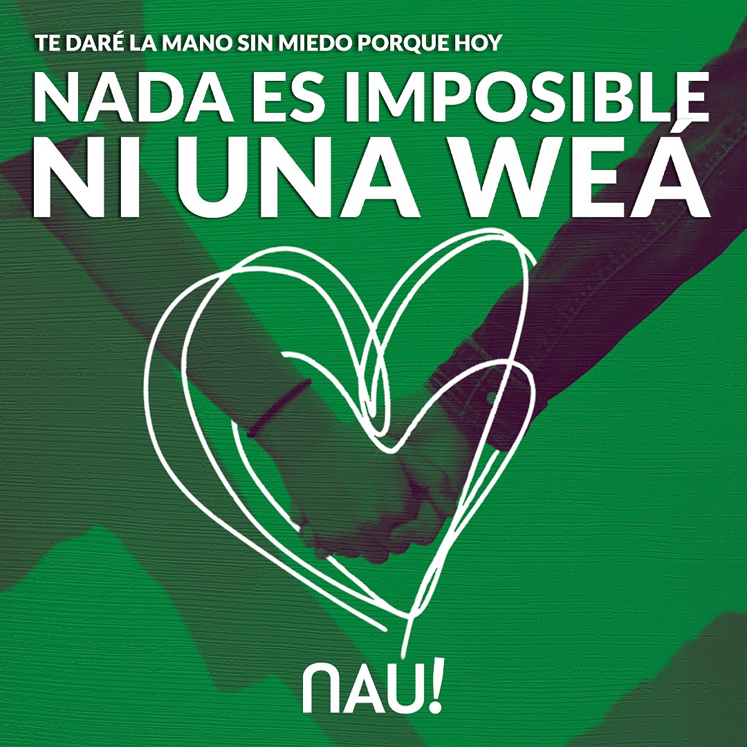 naupuc's tweet photo. En un país de intolerancia y odio hacia la comunidad LGBTQIA+ el miedo sigue siendo algo del día a día. es tiempo de soñar con un nuevo Chile, donde no tengamos miedo a mostrar nuestras banderas.   Te daré la mano sin miedo, porque hoy NADA ES IMPOSIBLE #NIUNAWEA https://t.co/BOYmVpGK8J