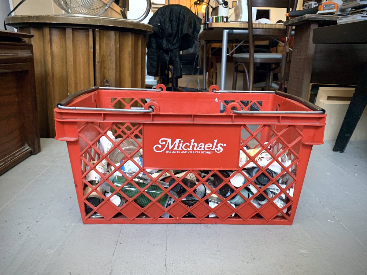 djbaskin's tweet photo. I will admit, I was a rebellious teenage crafter who accidentally took home this shopping basket from Michaels® 15 years ago and still haven’t returned it. #hobbycore https://t.co/5JRN2puK47