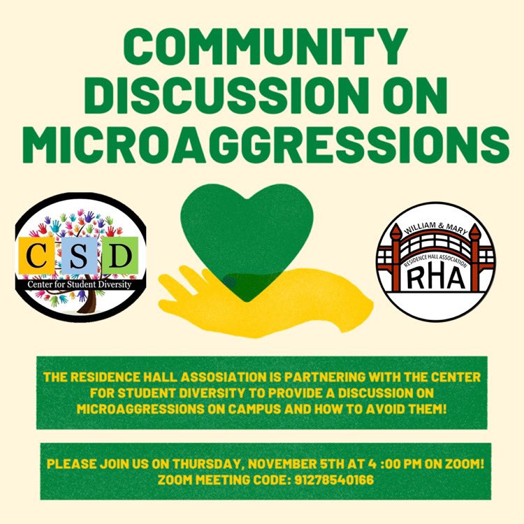 WMRHA's tweet photo. Join us tomorrow (11/4) at 4pm for our virtual community discussion with the Center for Student Diversity! We hope to see you there to take part in this important conversation. https://t.co/dfD6g8mfVz
