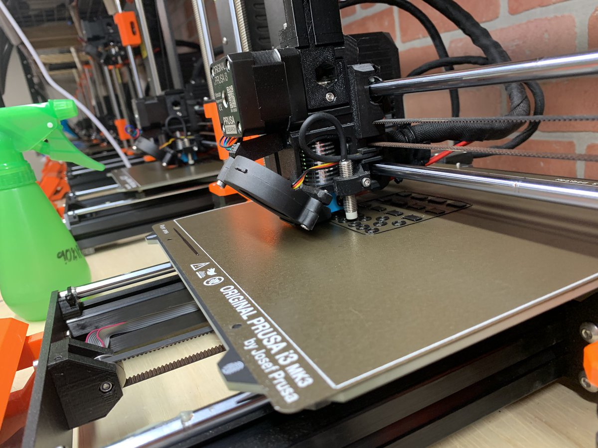 repkord's tweet photo. Finally getting around to socking up the @Prusa3D print farm. Consider this your 3D Printing PSA for the day: "Print Safe, Wrap Up Your Hot End" @E3DOnline https://t.co/Q8cUmRkKfh