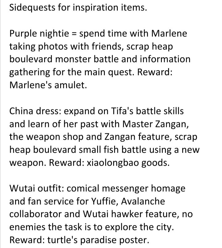 Okay, so the quest for Tifa is massive with a lot of detail and even includes timeline info, so I'm just gonna add a rough summation of it all. Reminder: I'm not a translator. If I've made errors it's because the app I used wasn't clear enough with the context.