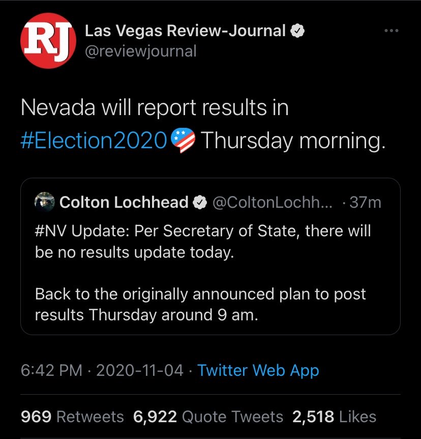 for_lifts's tweet photo. #ElectionResults2020 #BidenHarris2020 #Trump2020 

Final results for #Nevada will be in Thursday Morning

WINNER IN NEVADA TAKES WHITE HOUSE PERIOD! https://t.co/jUYksHRhxv