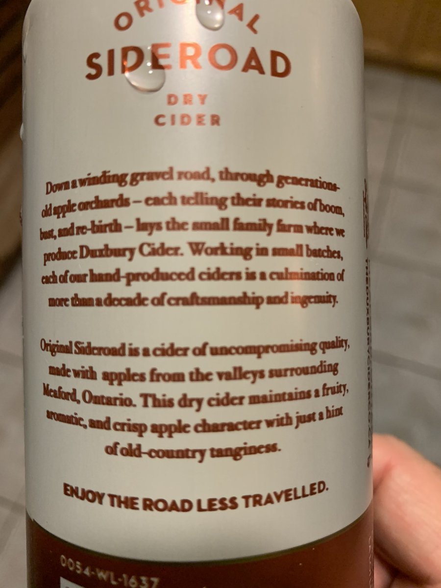 greatbigkid_eh's tweet photo. A break from beer tonight to enjoy the 2nd last of my #RHCBF beauties - this @DuxburyCider (a last minute substitution for one of the beers). It’s good - dry, nice apple flavour, 6.5% ABV. I’ve been to the apple 🍎 festival in Meaford once - may even have tried this then?! https://t.co/Nye9Az6p9f