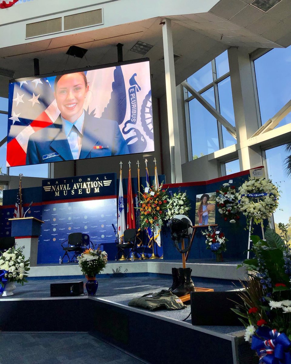 TheLeeGreenwood's tweet photo. Today I had the distinct privilege to honor the life of LTJG Morgan Garrett. She was killed last week when a U.S. Navy T-6B Texan II trainer aircraft crashed in Alabama. She had just turned 24 &amp; is a member of my wife’s family &amp; I had promised her I would sing at her graduation. https://t.co/21paquCvIu