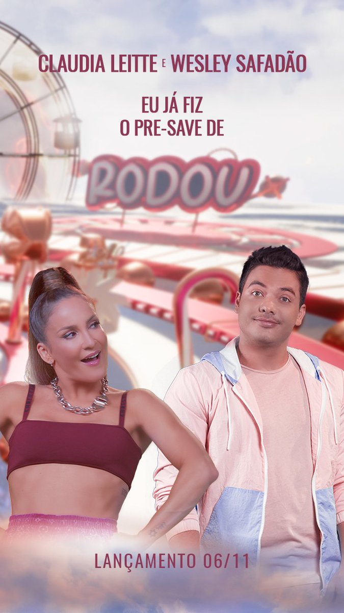 ClaudiaLeitte's tweet photo. Quero ver todo mundo na capa de "Rodou"! Baixe a imagem do post e use o filtro de tela verde nos stories do Instagram pra ver como fica: https://t.co/TPOuNKgeBF
Num esquece de compartilhar e marcar @WesleySafadao e eu pra gente ver como ficou! #PreSaveRodou https://t.co/Z6dTjbtZYd