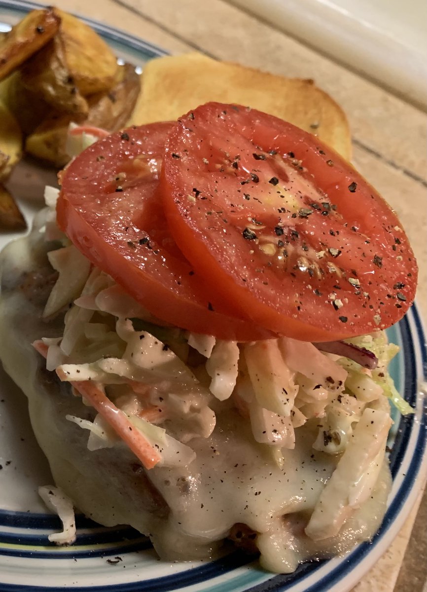 SassFromScratch's tweet photo. Ground pork burgers topped with Muenster cheese and apple slaw (with homemade apple cider dressing) on Hawaiian rolls. Yummy!! https://t.co/Ns5vmYsoe3