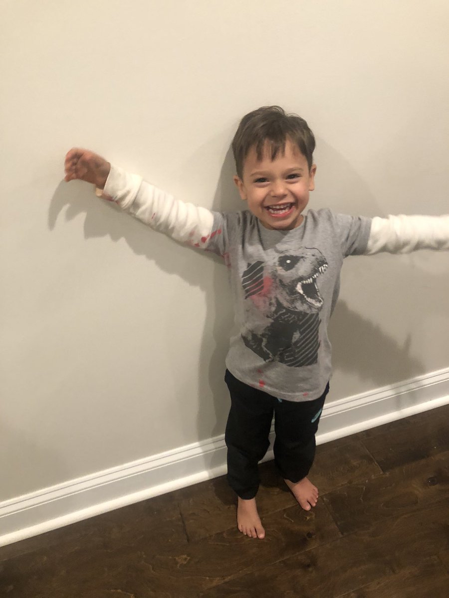 I asked my three year old what he learned at preschool today and he said “We don’t paint each other’s bodies” ...as he came in the door covered in paint 😂🤣